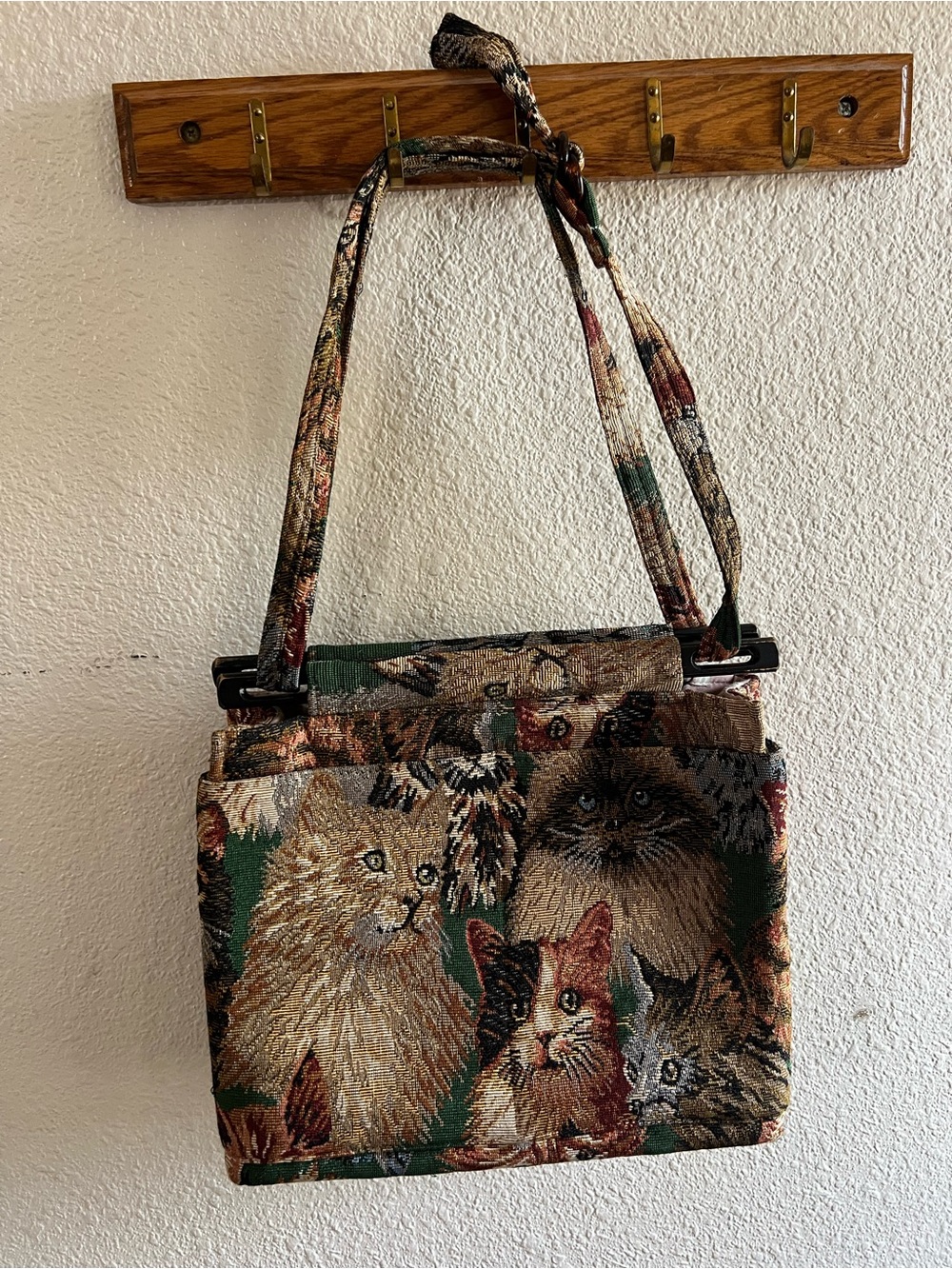 Vintage Toby Weston Tapestry Cat Print shoulder bag